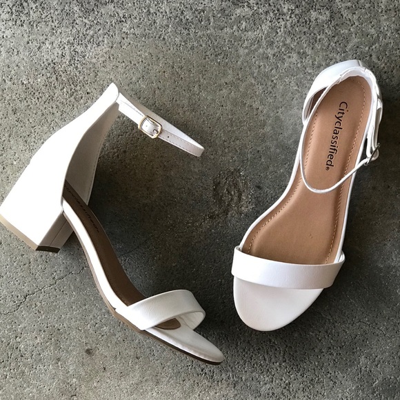 Cityclassified Shoes - City Clasified White Basic Ankle Strap Heel Sandal